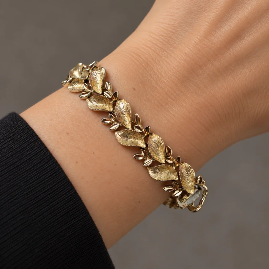 AI styling preview of Lisner Leaf-Link Bracelet worn on a model